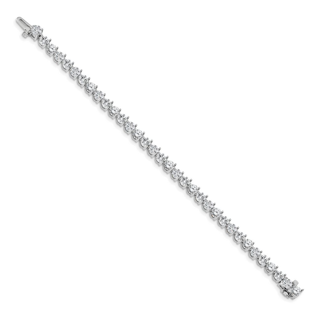 14k White Gold Holds 10.2 carat 34-4.3mm Round Diamond 3-prong 7 inch Tennis Bracelet Mounting (No Stone Included)