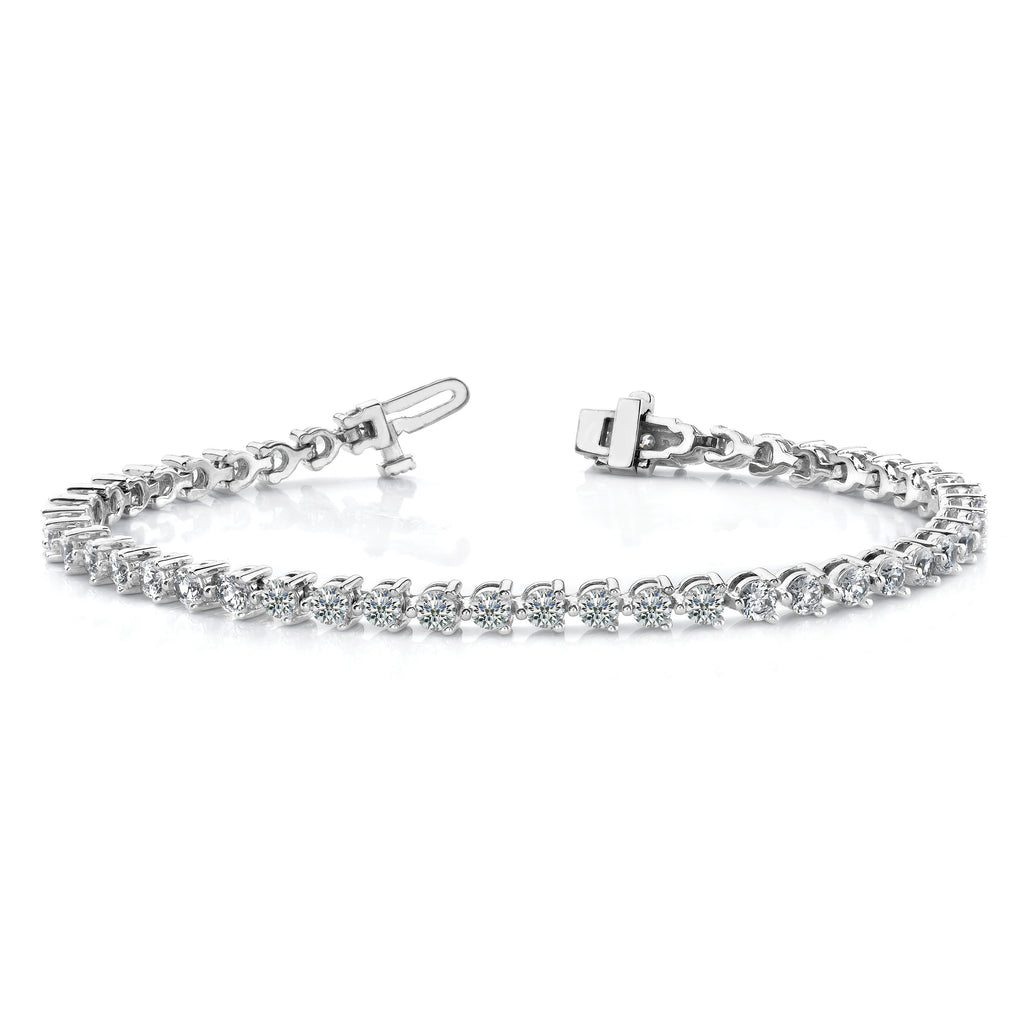 14k White Gold Holds 10.2 carat 34-4.3mm Round Diamond 3-prong 7 inch Tennis Bracelet Mounting (No Stone Included)