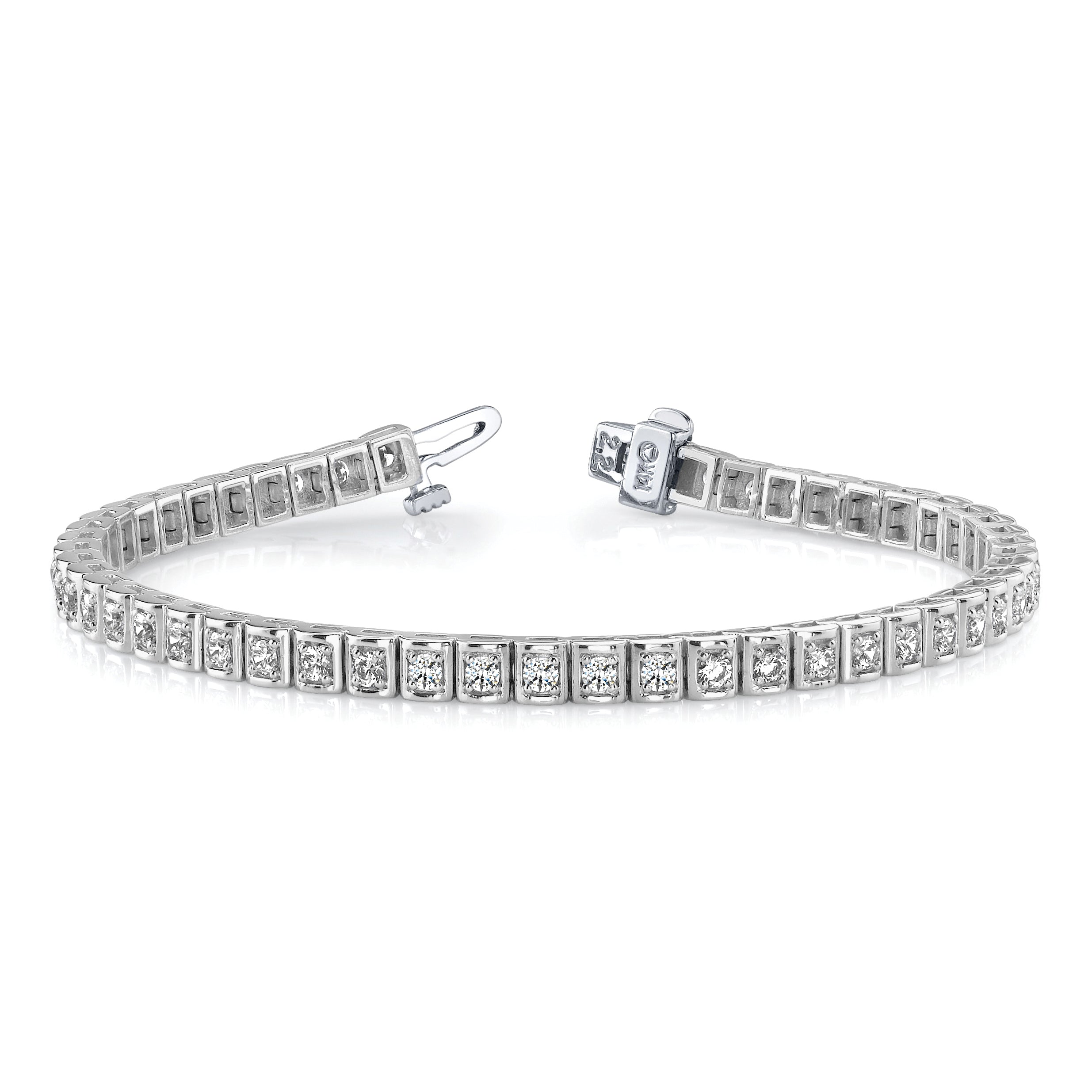 14k White Gold 1.9mm Round Diamond Tennis Bracelet Mounting (No Stone Included)