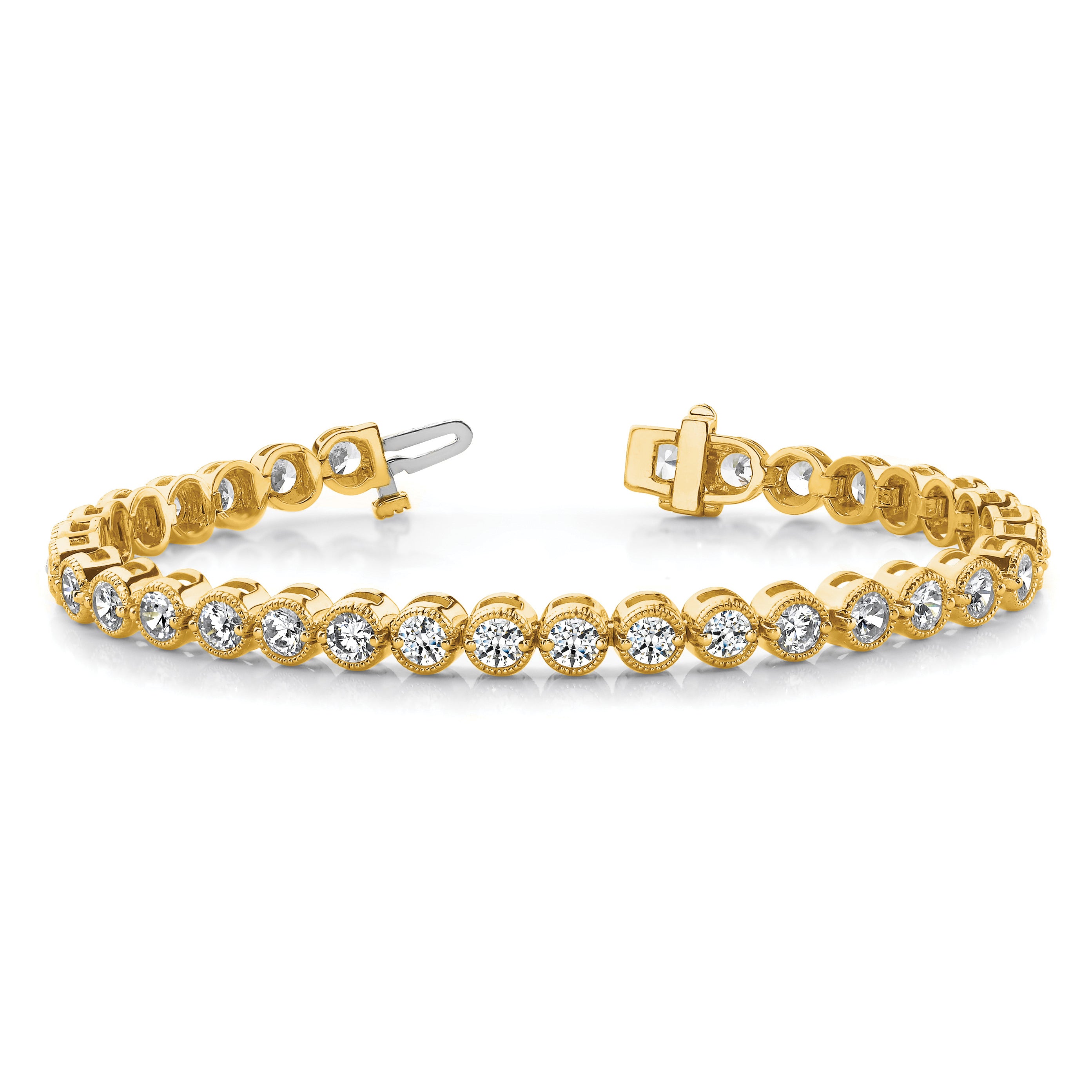 14k Holds 2.13 carat 61-2.0mm Round Diamond 2-prong 7 inch Tennis Bracelet Mounting (No Stone Included)