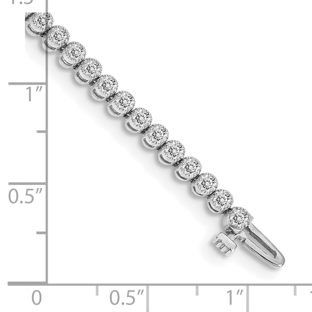 14k White Gold Holds 2.13 carat 61-2.0mm Round Diamond 2-prong 7 inch Tennis Bracelet Mounting (No Stone Included)