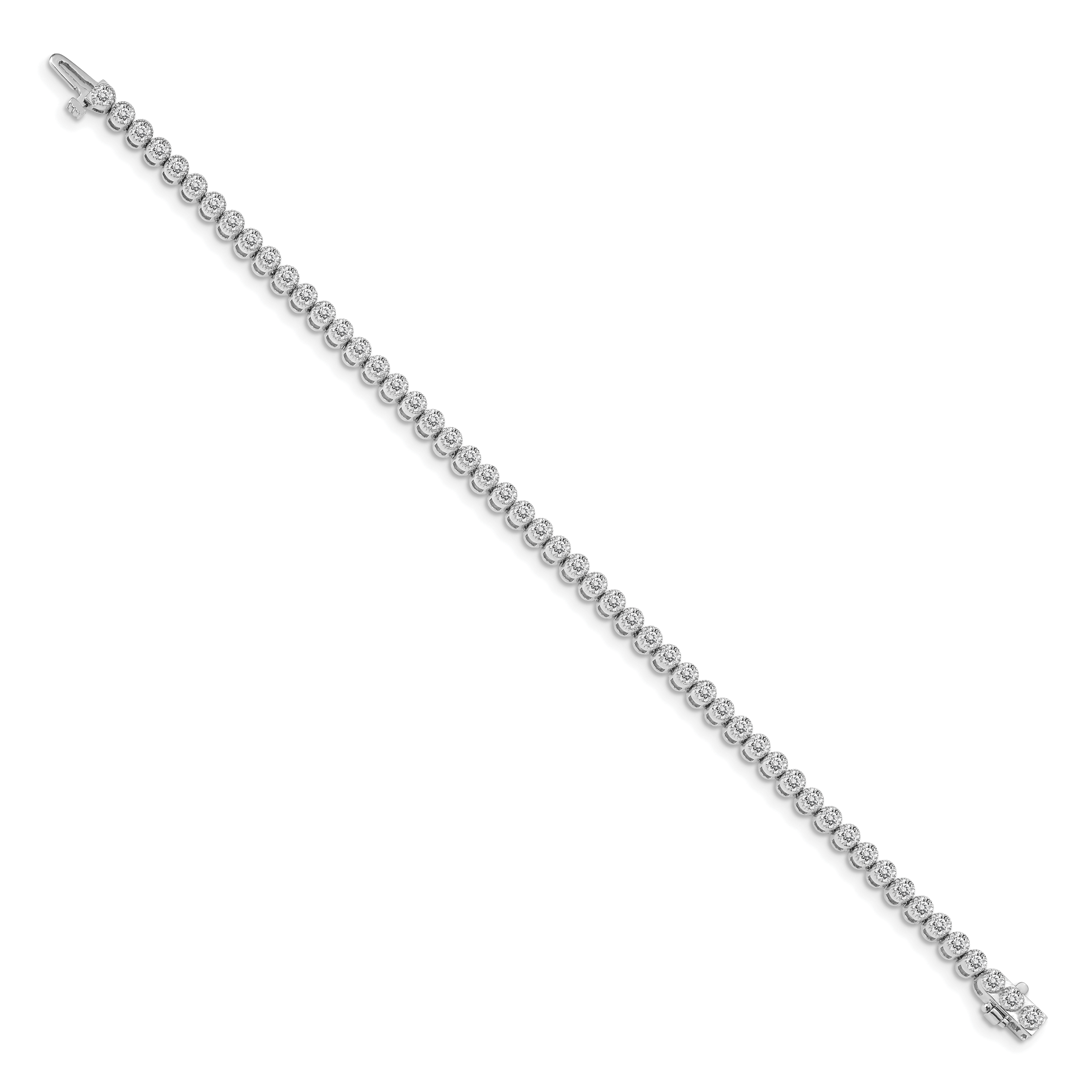 14k White Gold Holds 3.06 carat 52-2.5mm Round Diamond 2-prong 7 inch Tennis Bracelet Mounting (No Stone Included)