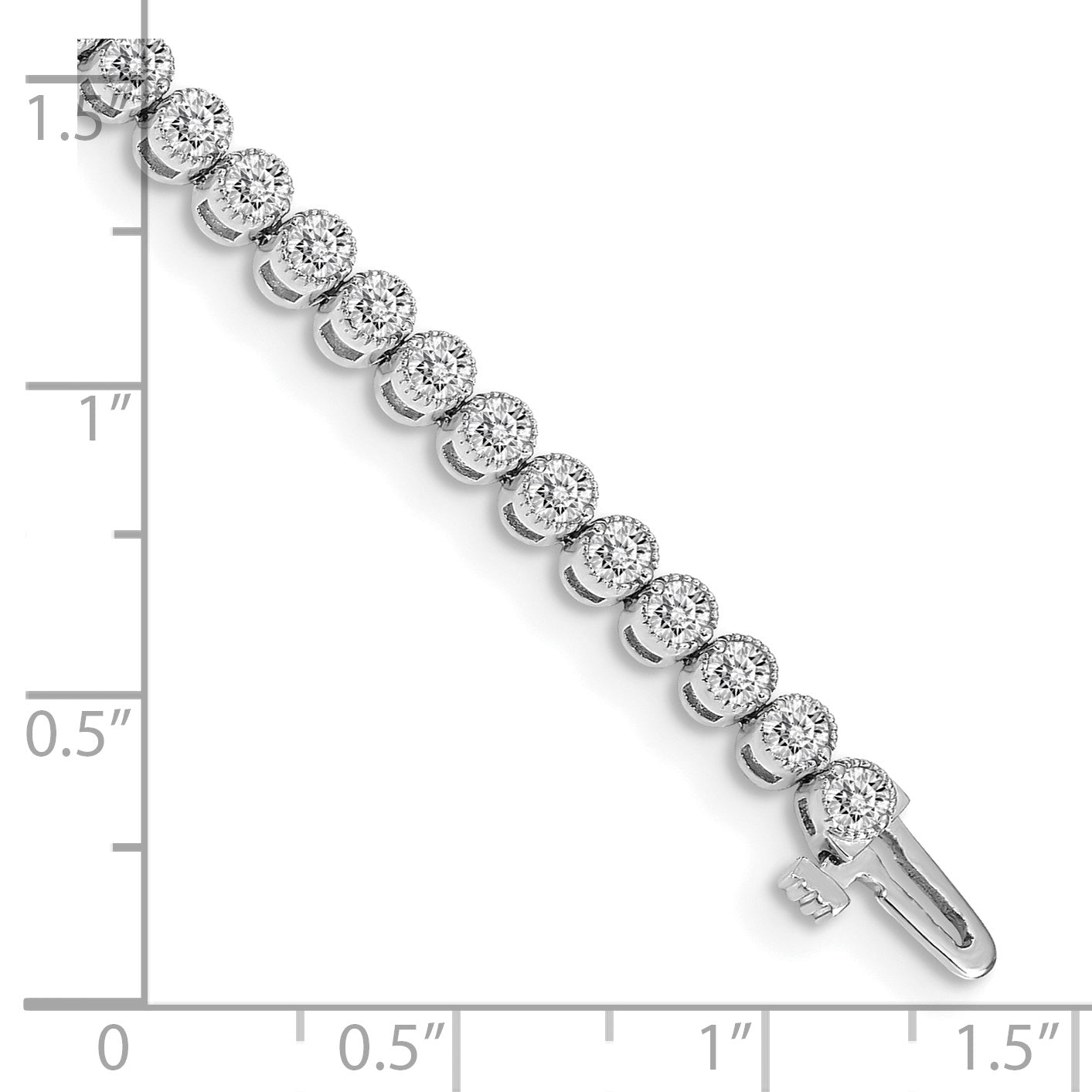 14k White Gold Holds 3.06 carat 52-2.5mm Round Diamond 2-prong 7 inch Tennis Bracelet Mounting (No Stone Included)