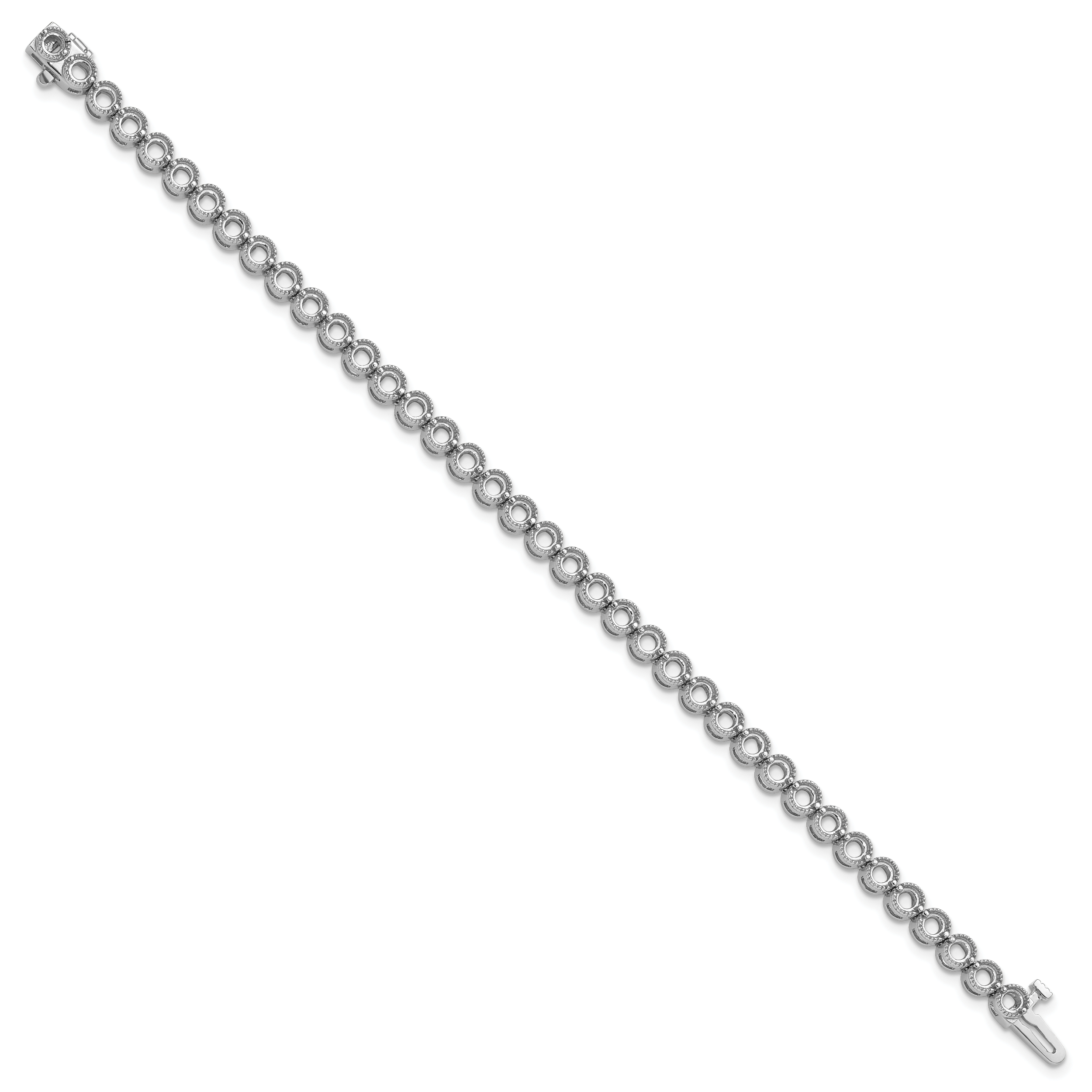 14k White Gold Holds 5 carat 36-3.3mm Round Diamond 2-prong 7 inch Tennis Bracelet Mounting (No Stone Included) Secondary image