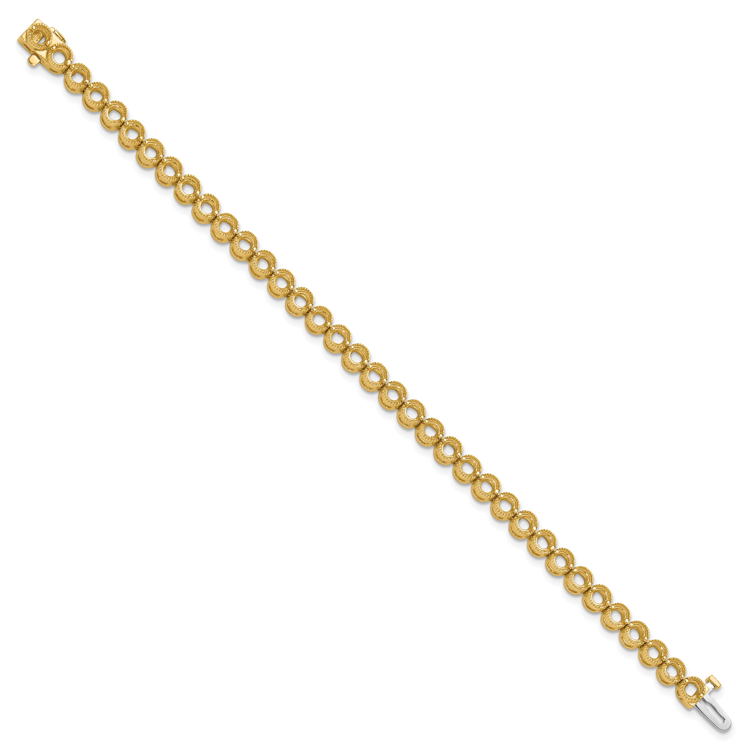 14k Holds 5 carat 36-3.3mm Round Diamond 2-prong 7 inch Tennis Bracelet Mounting (No Stone Included) Secondary image
