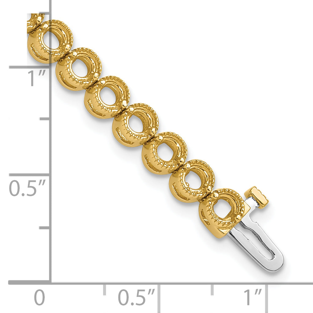 14k Holds 5 carat 36-3.3mm Round Diamond 2-prong 7 inch Tennis Bracelet Mounting (No Stone Included)