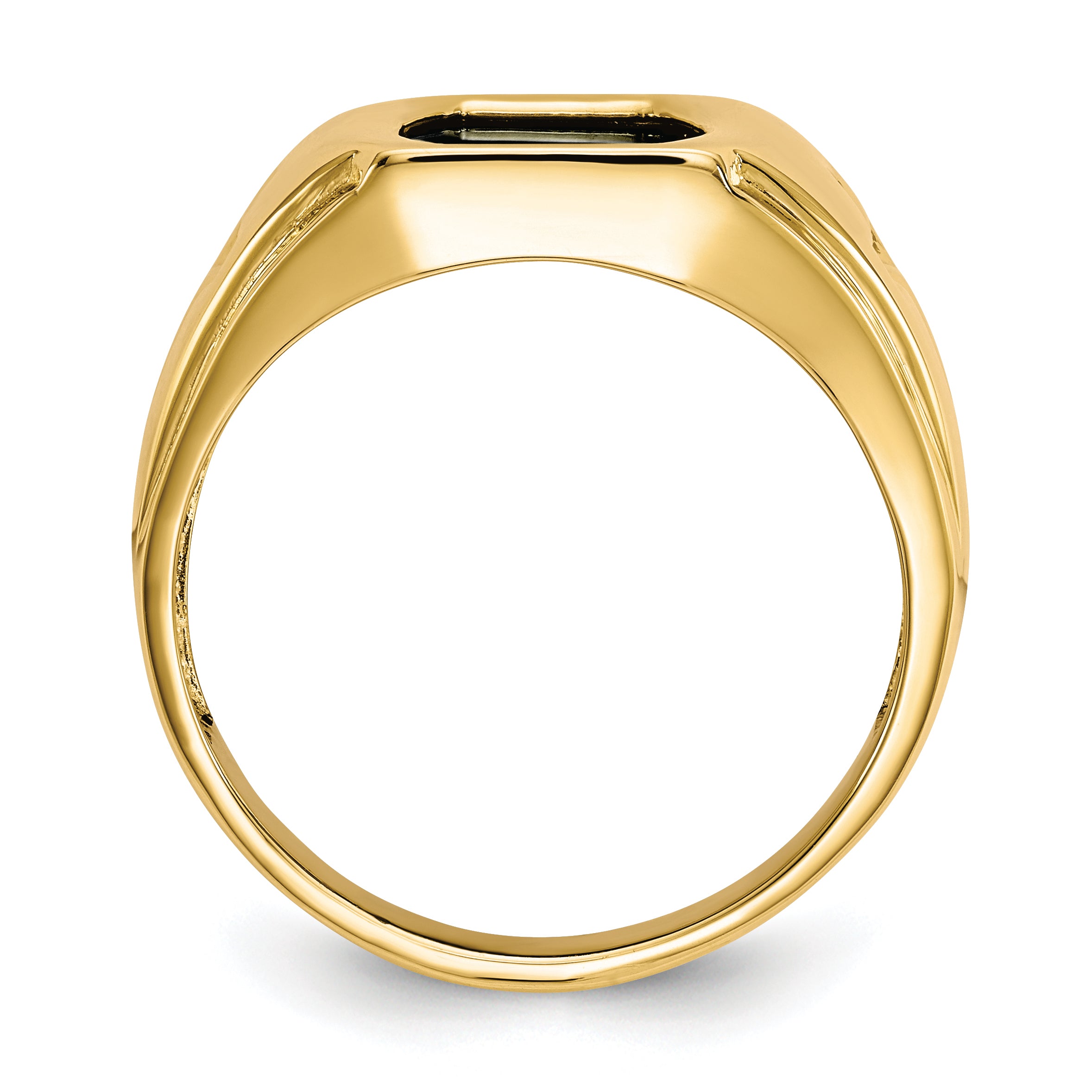 14k Men's Onyx and .01ct Diamond Cross Ring Secondary image