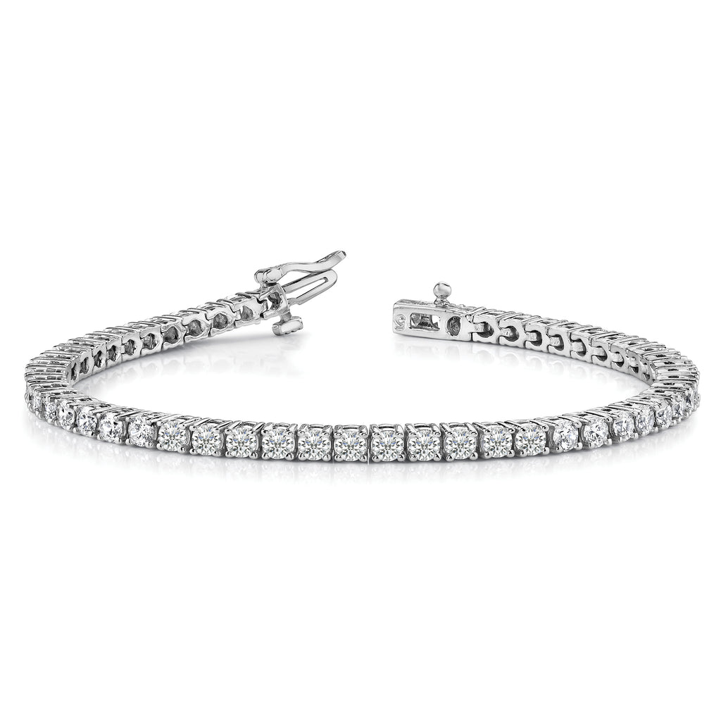 14k White Gold Holds 1.84 carat 66-1.9mm Round Diamond 4-prong 7 inch Tennis Bracelet Mounting (No Stone Included)