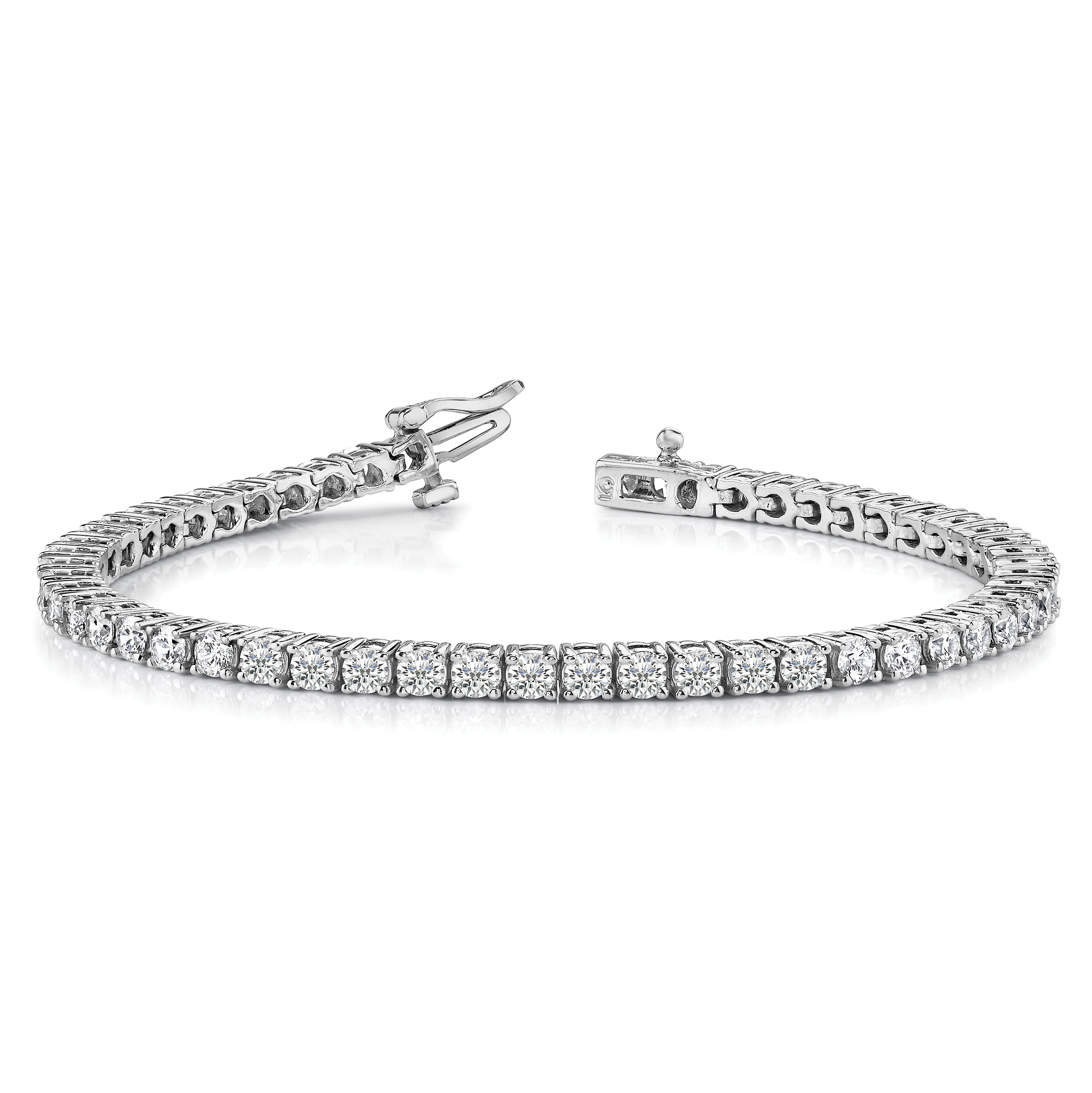 14k White Gold Holds 1.84 carat 66-1.9mm Round Diamond 4-prong 7 inch Tennis Bracelet Mounting (No Stone Included)