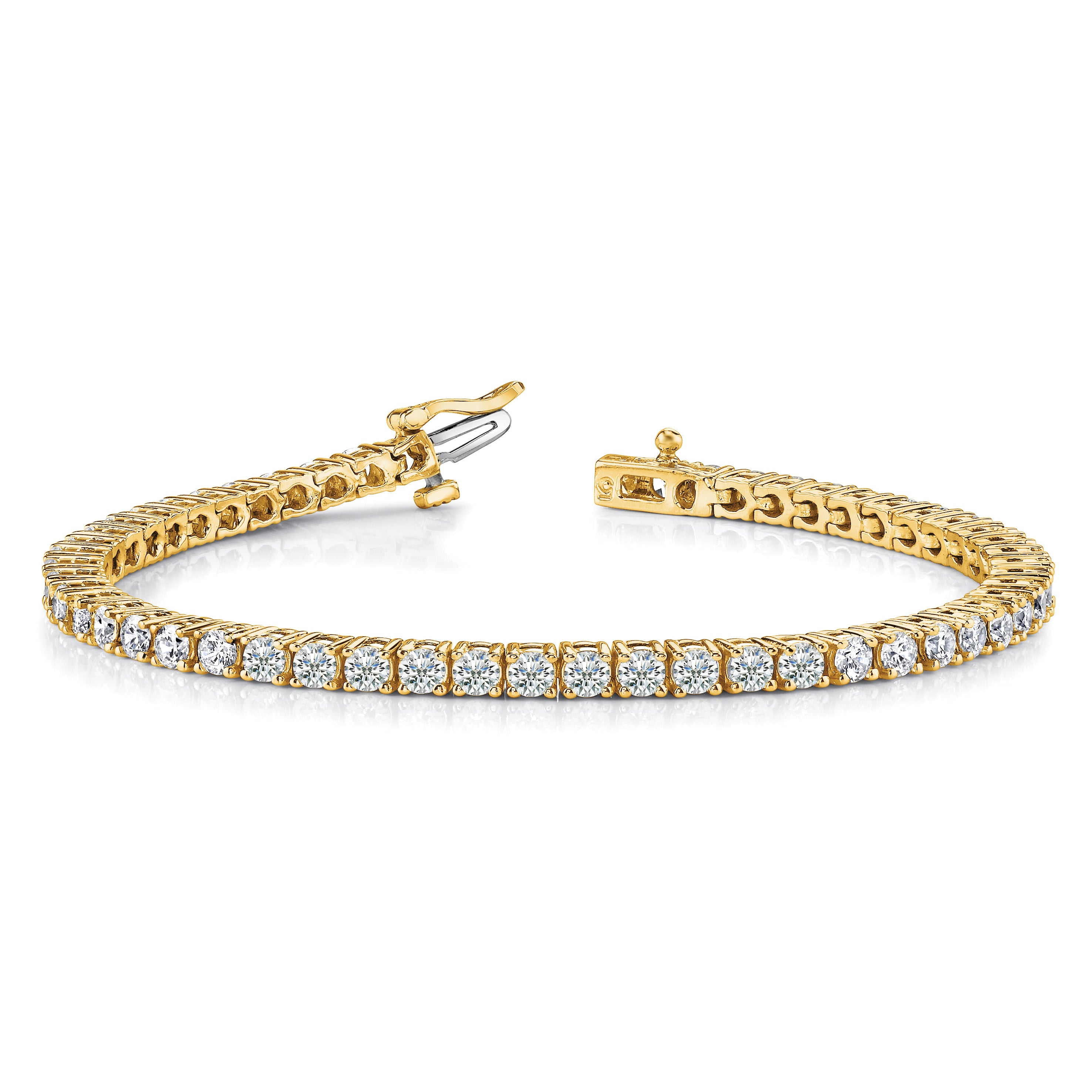 14k Holds 3.05 carat 61-2.3mm Round Diamond 4-prong 7 inch Tennis Bracelet Mounting (No Stone Included)