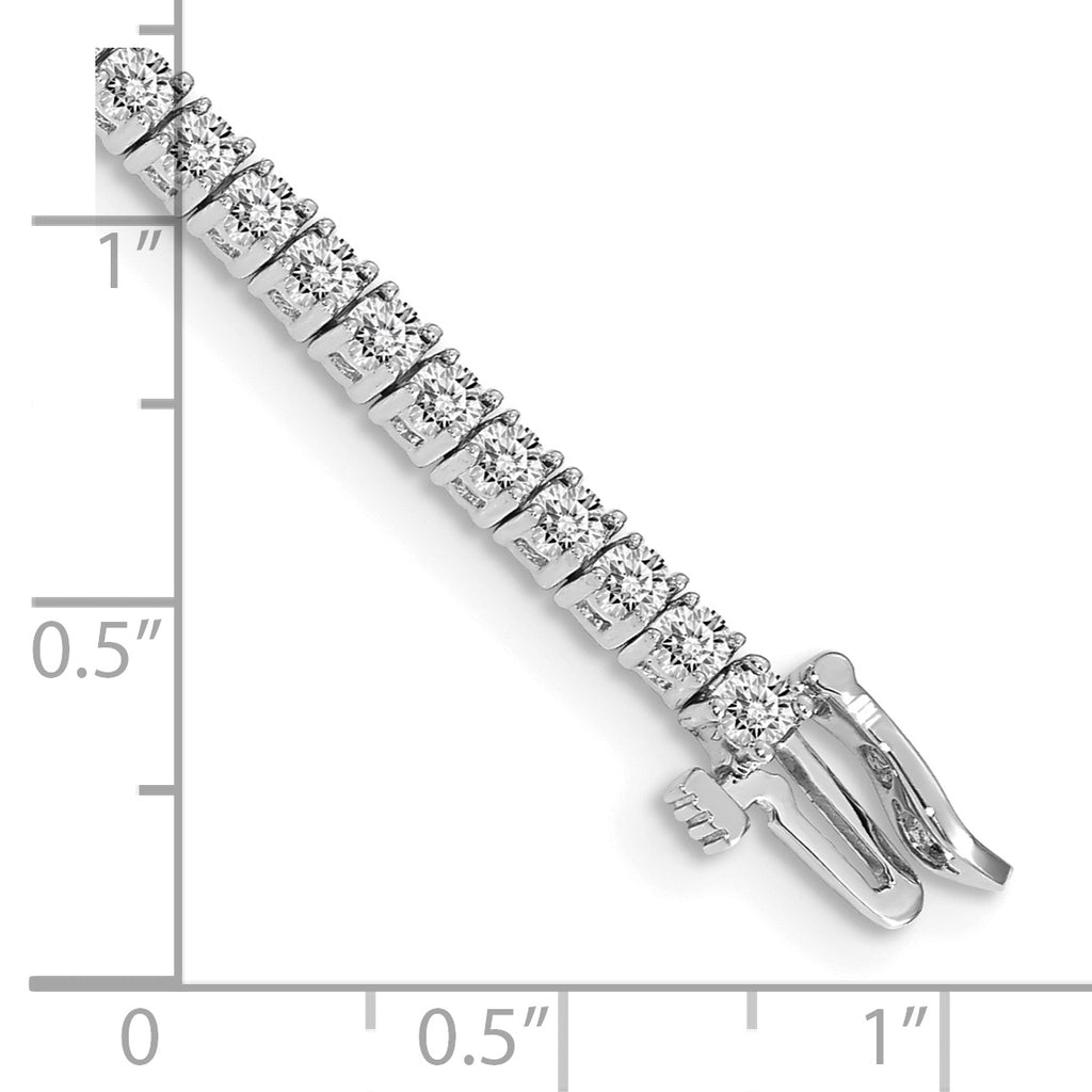 14k White Gold Holds 3.05 carat 61-2.3mm Round Diamond 4-prong 7 inch Tennis Bracelet Mounting (No Stone Included)