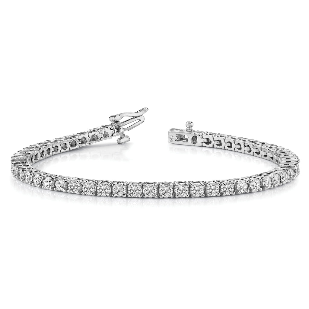 14k White Gold Holds 3.92 carat 57-2.6mm Round Diamond 4-prong 7 inch Tennis Bracelet Mounting (No Stone Included)