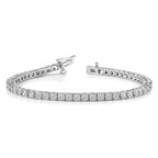 14k White Gold Holds 4.92 carat 52-2.9mm Round Diamond 4-prong 7 inch Tennis Bracelet Mounting (No Stone Included)