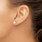 Bezel Setting Cultured Freshwater Pearl Stud Earrings in 14K Yellow Gold, 6-7mm - Sophia Jewelers