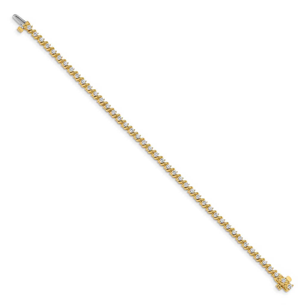 14k Holds 2 carat 44-2.25mm Round Diamond Swirled 2-prong 7 inch Tennis Bracelet Mounting (No Stone Included)