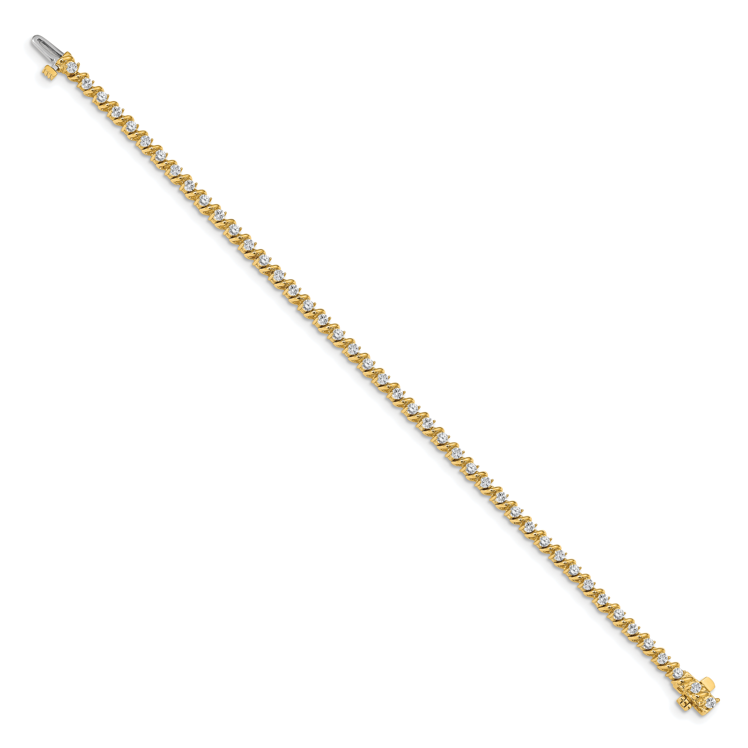 14k Holds 2 carat 44-2.25mm Round Diamond Swirled 2-prong 7 inch Tennis Bracelet Mounting (No Stone Included)