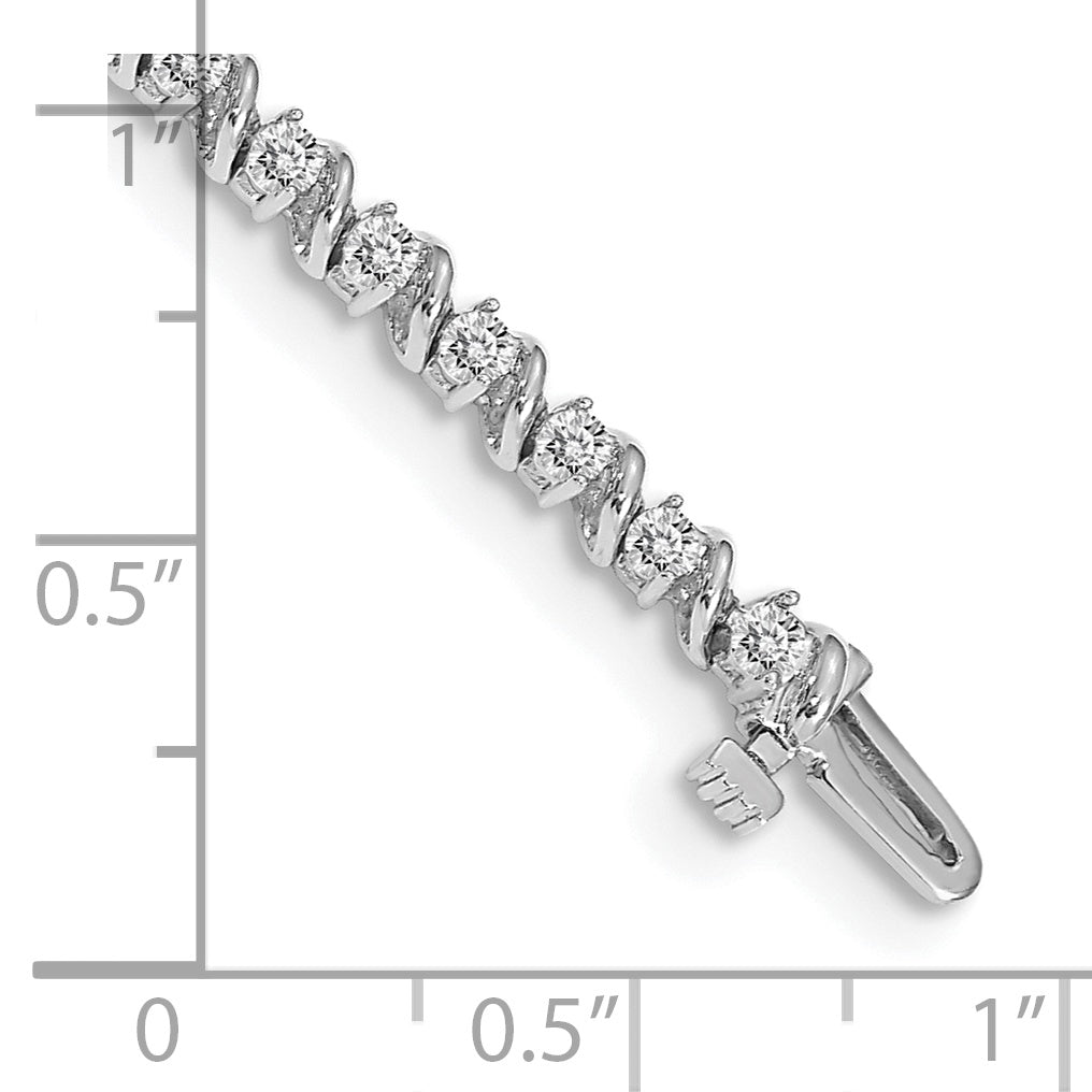 14k White Gold Holds 2 carat 44-2.25mm Round Diamond Swirled 2-prong 7 inch Tennis Bracelet Mounting (No Stone Included)