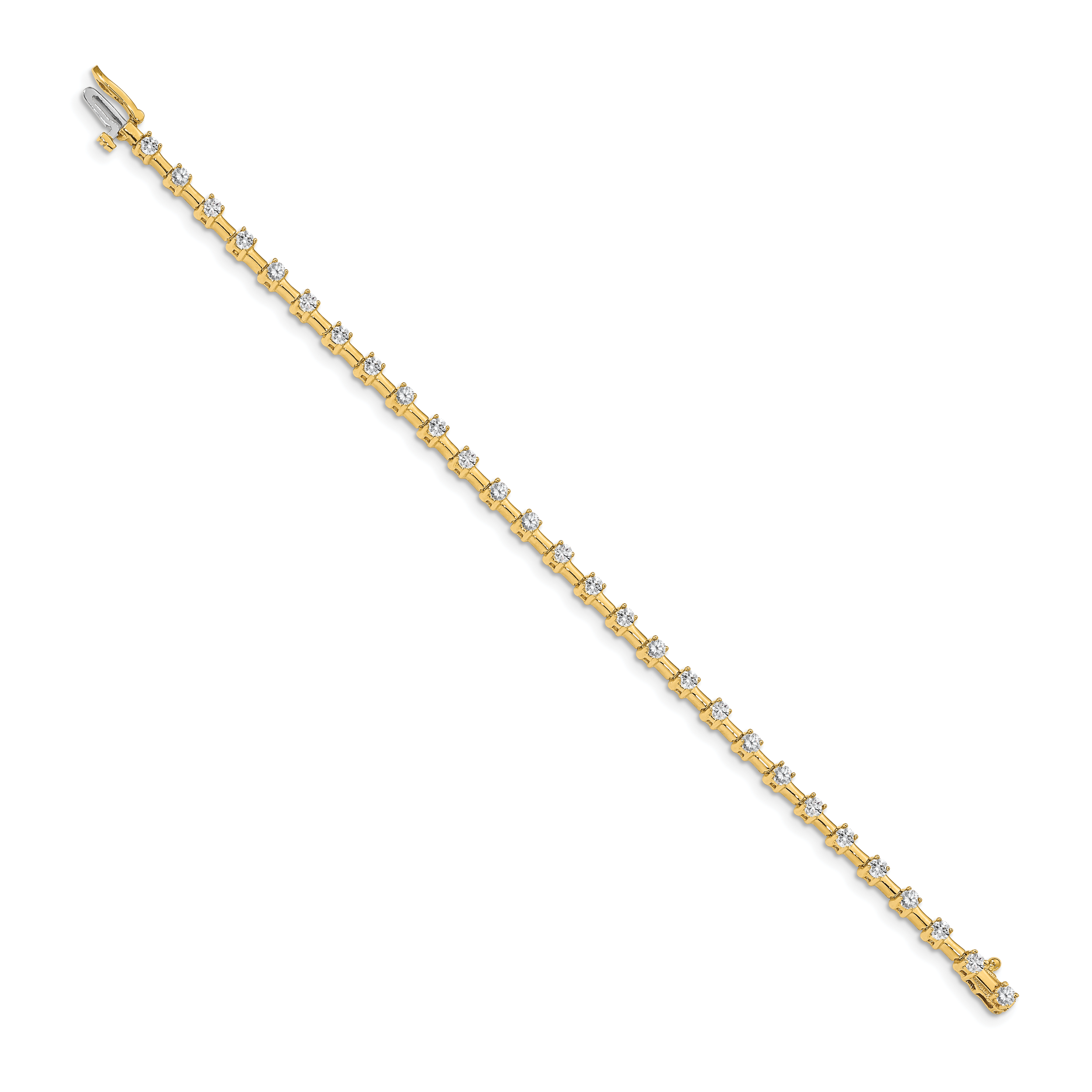 14k Holds 2 carat 28-2.6mm Round Diamond Bar Link 7 inch Tennis Bracelet Mounting (No Stone Included)