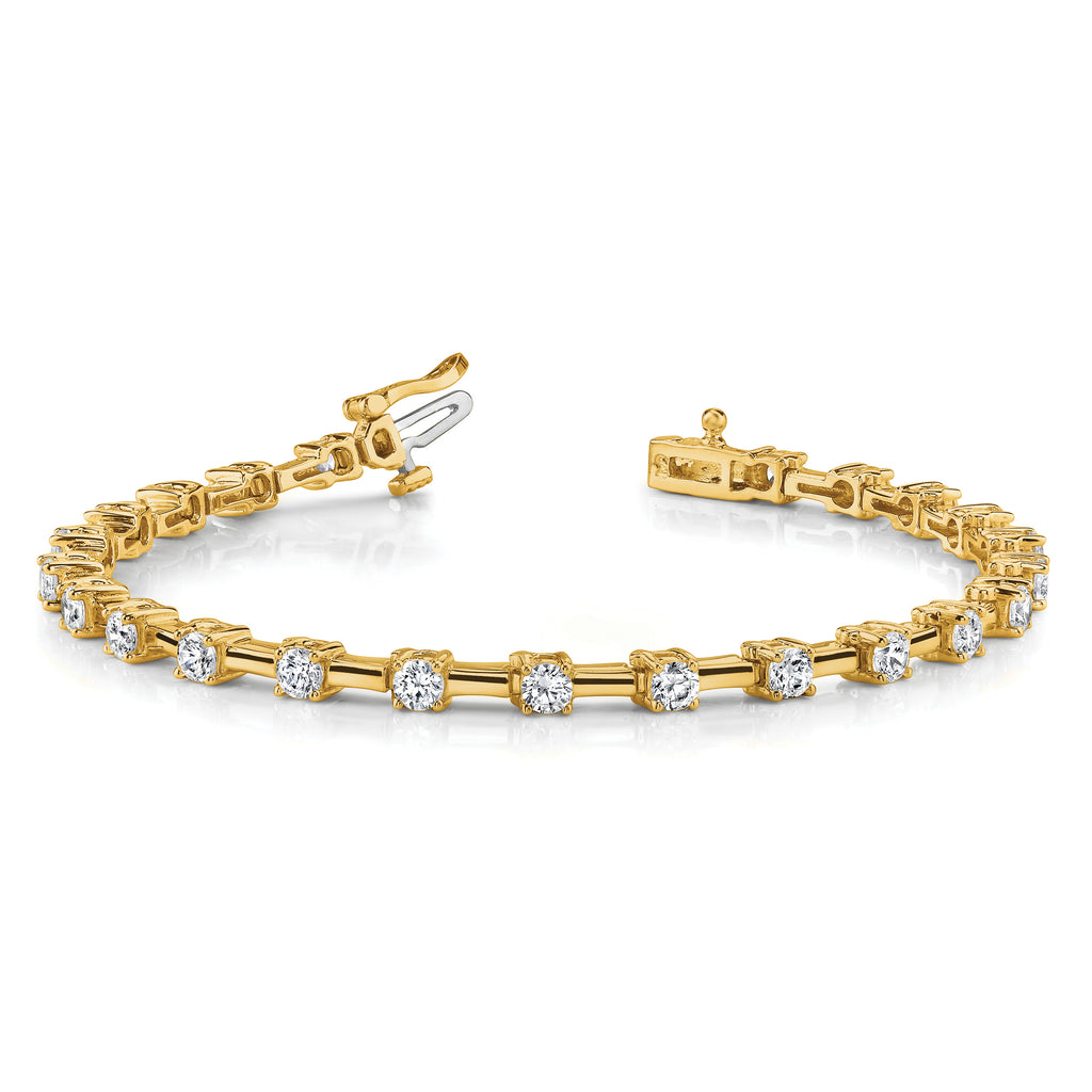 14k Holds 2 carat 28-2.6mm Round Diamond Bar Link 7 inch Tennis Bracelet Mounting (No Stone Included)