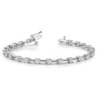 14k White Gold Holds 2 carat 28-2.6mm Round Diamond Bar Link 7 inch Tennis Bracelet Mounting (No Stone Included)