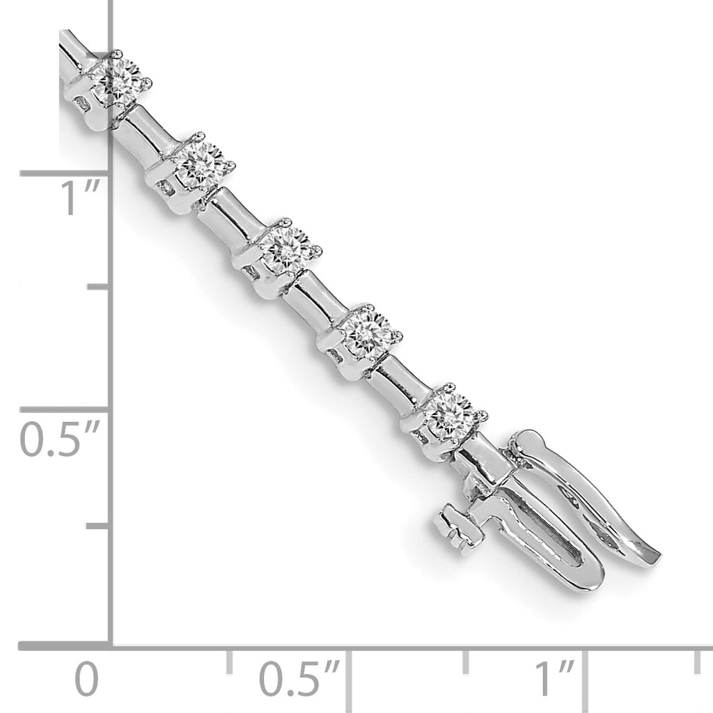 14k White Gold Holds 2 carat 28-2.6mm Round Diamond Bar Link 7 inch Tennis Bracelet Mounting (No Stone Included)