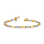 14k Two-Tone Holds 2.1 carat 20-2.2mm/10-3.2mm Round Diamond Bar Link 7 inch Tennis Bracelet Mounting (No Stone Included)