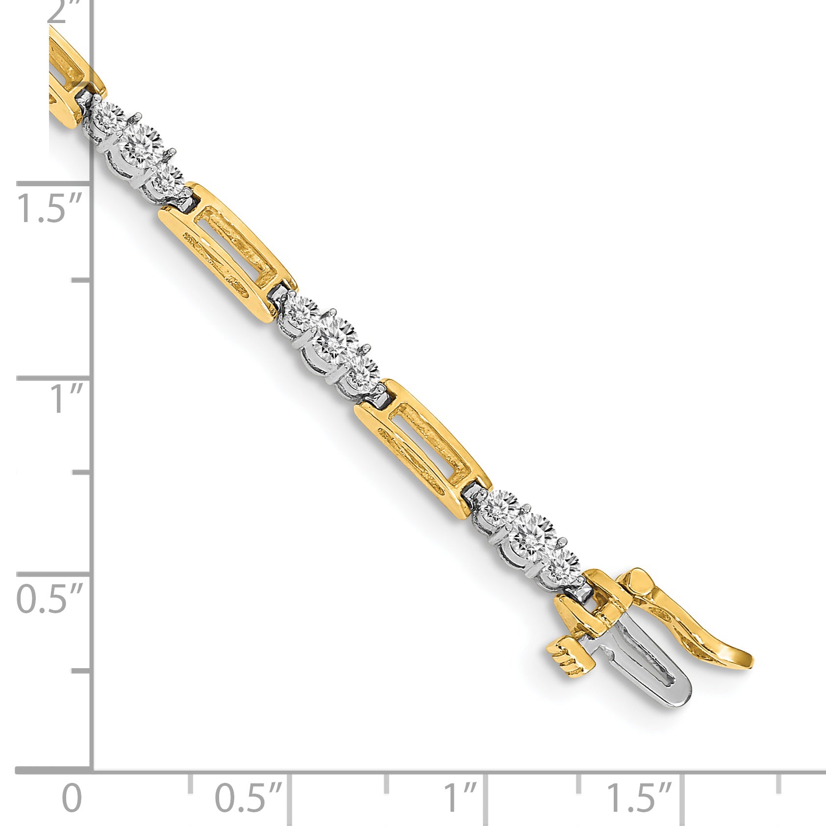 14k Two-Tone Holds 2.1 carat 20-2.2mm/10-3.2mm Round Diamond Bar Link 7 inch Tennis Bracelet Mounting (No Stone Included)