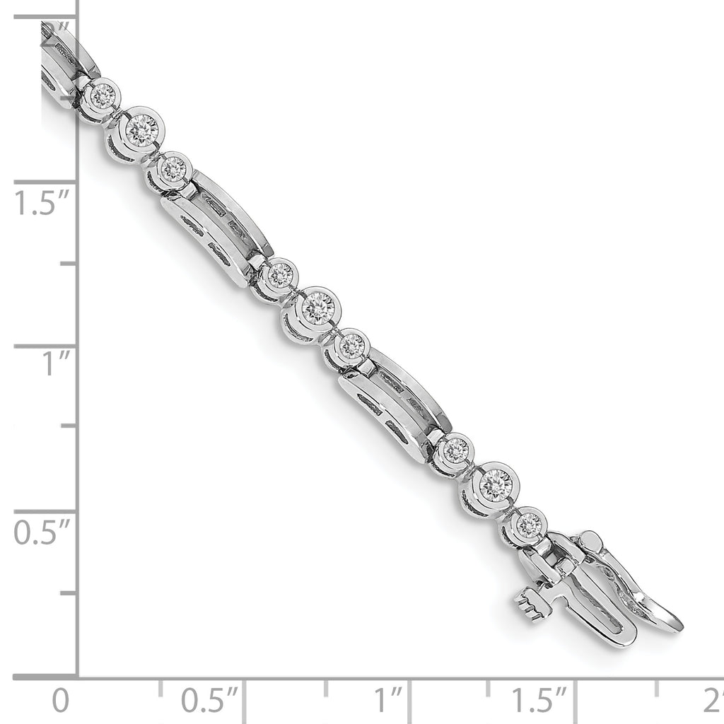 14k White Gold Holds 1 carat 18-1.9mm/9-2.4mm Round Diamond Bezel Paperclip Link 7 inch Tennis Bracelet Mounting (No Stone Included)