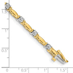 14k Two-tone Holds 1 carat 14-2.6mm Round Diamond Curved Bar Link 7 inch Tennis Bracelet Mounting (No Stone Included)