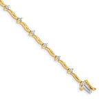 14k Complete 1 carat  Round VS Diamond 2-prong Wavy Bar Link 7 inch Tennis Bracelet
