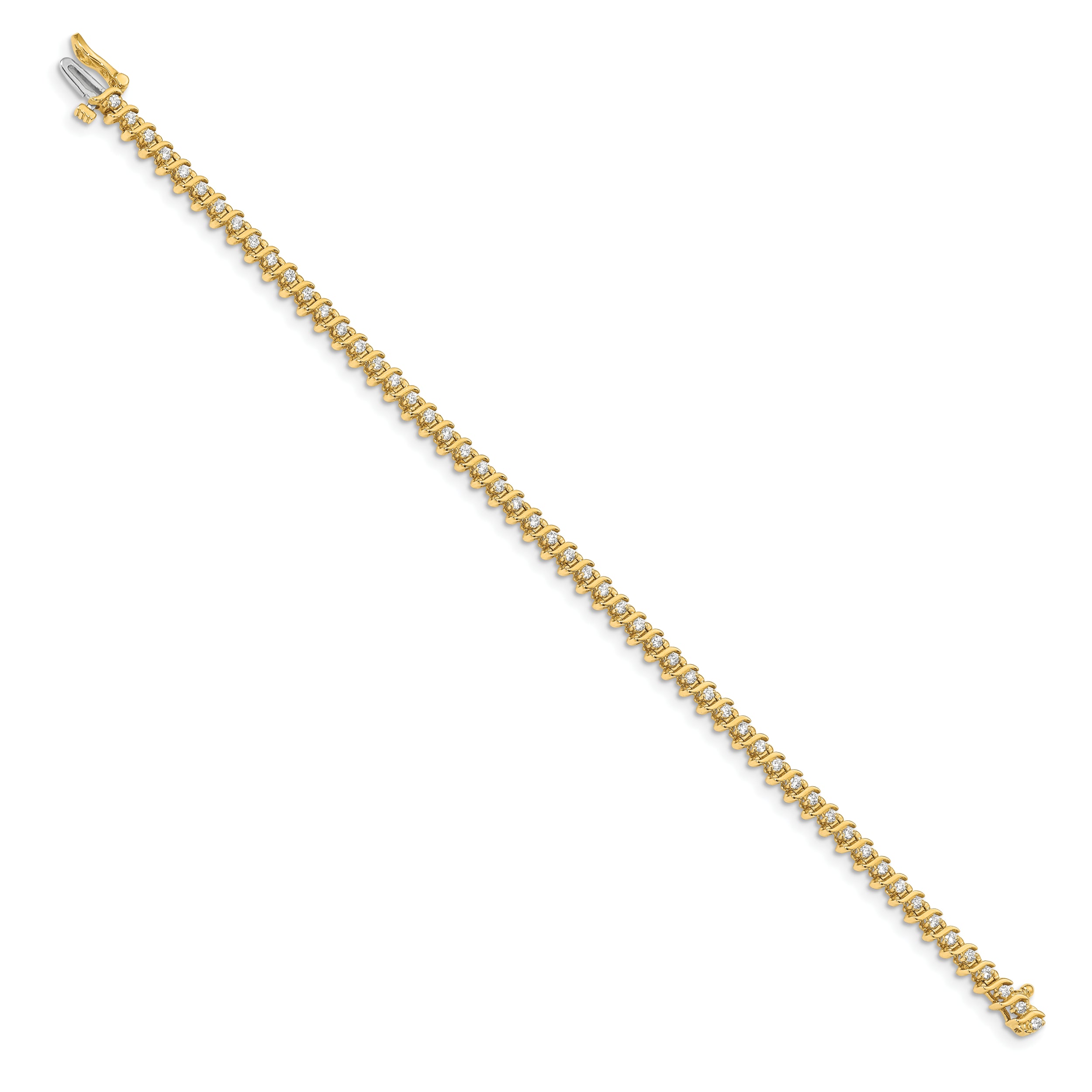 14k Complete 7/8 carat Round AA Diamond 2-prong S-link 7 inch Tennis Bracelet