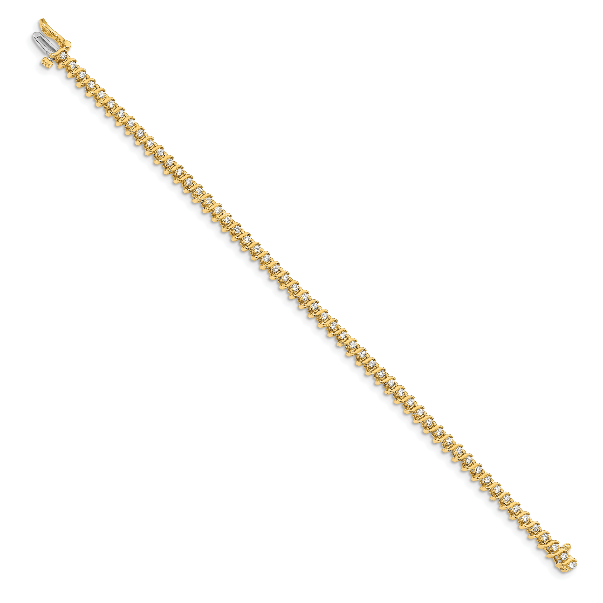 14k Complete 7/8 carat Round AA Diamond 2-prong S-link 7 inch Tennis Bracelet Secondary image