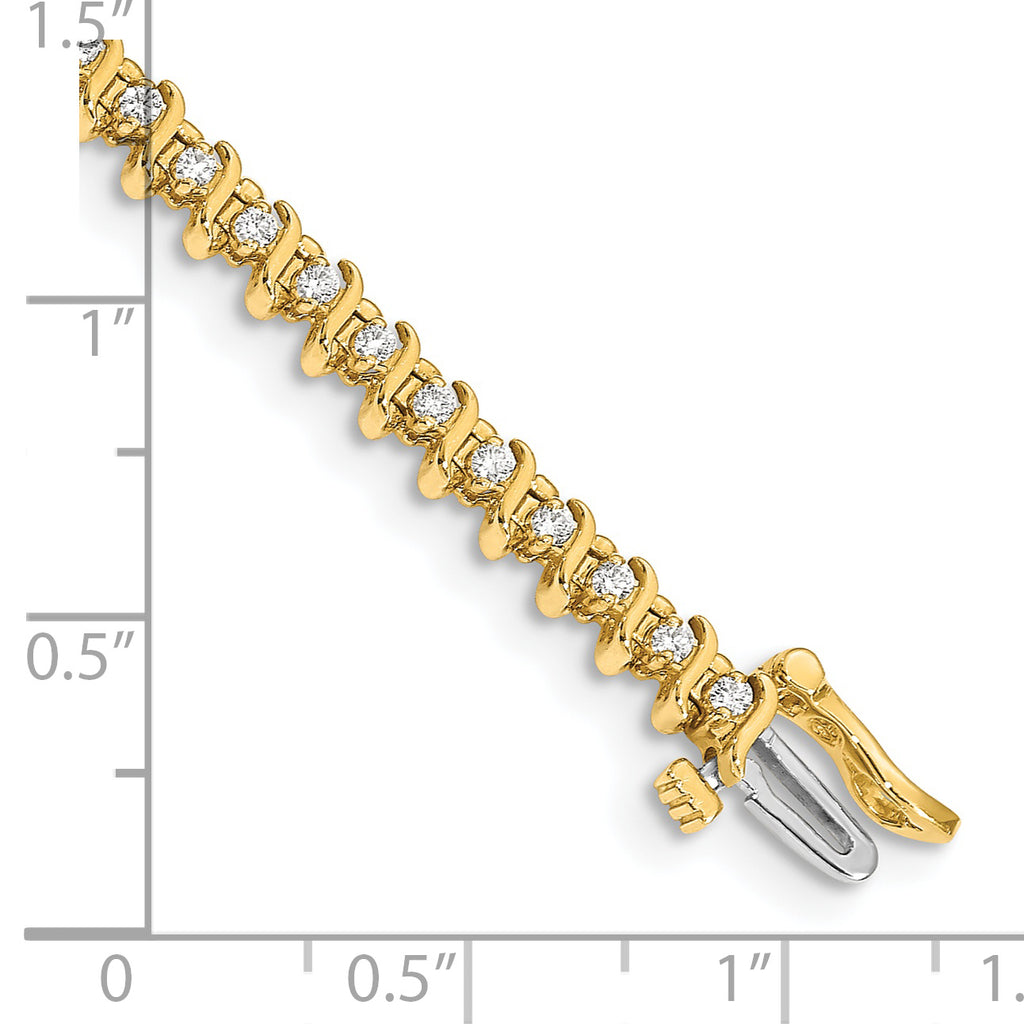 14k Holds 7/8 carat 54-1.6mm Round Diamond 2-prong S-link 7 inch Tennis Bracelet Mounting (No Stone Included)