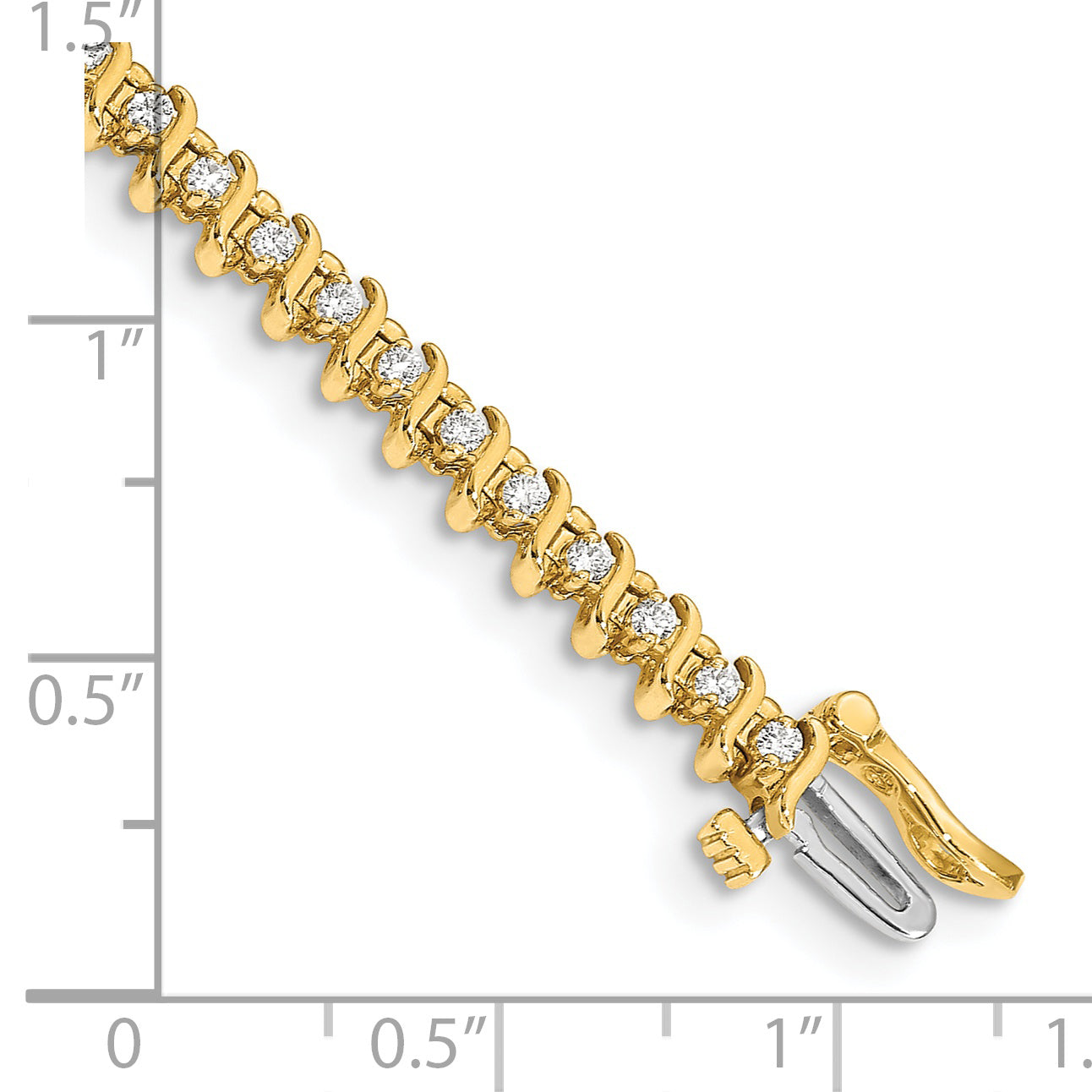 14k Holds 7/8 carat 54-1.6mm Round Diamond 2-prong S-link 7 inch Tennis Bracelet Mounting (No Stone Included)