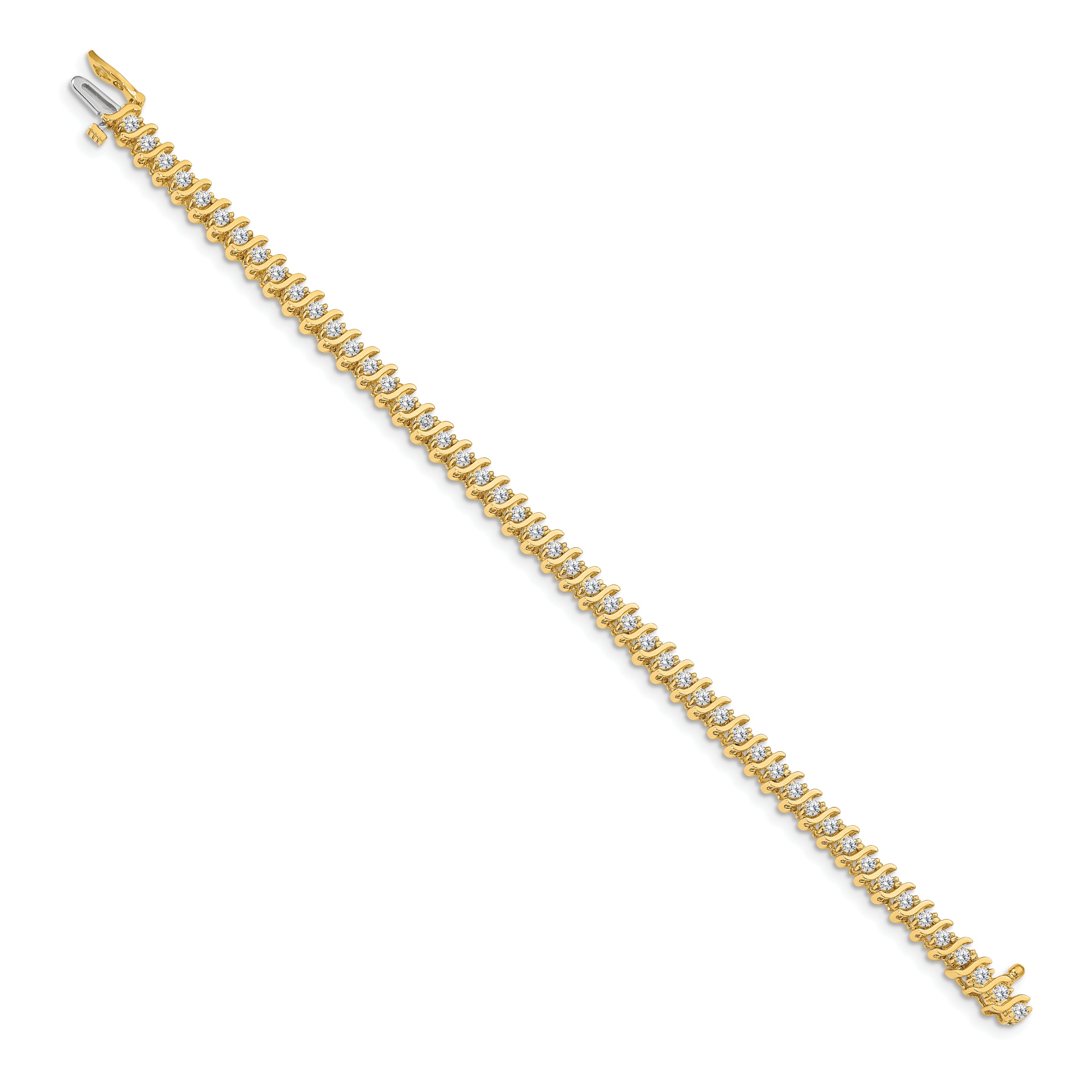 14k Complete 2 carat Round AA Diamond 2-prong S-link 7 inch Tennis Bracelet