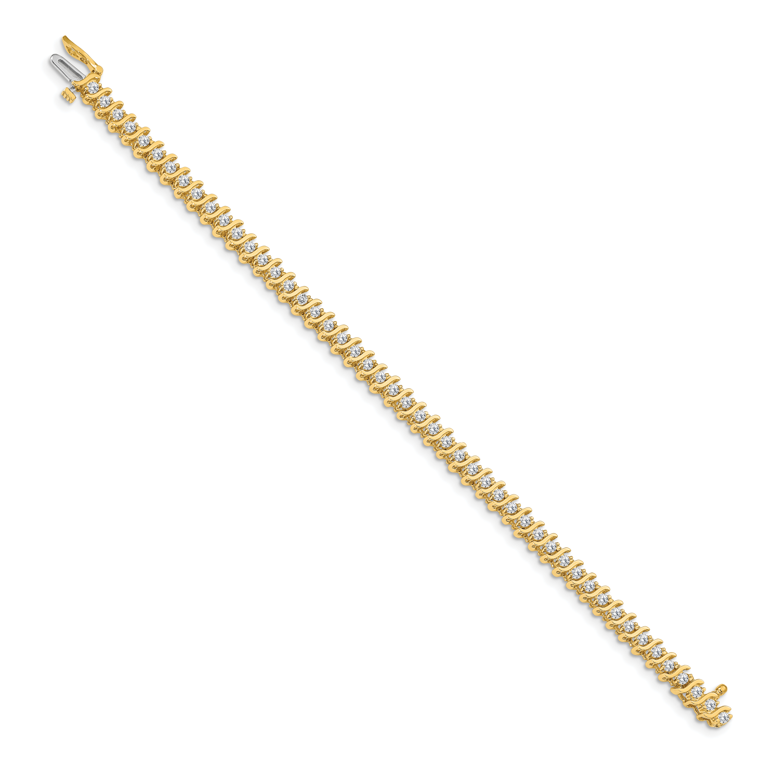 14k Holds 2 carat 49-2.2mm Round Diamond 2-prong S-link 7 inch Tennis Bracelet Mounting (No Stone Included) Secondary image