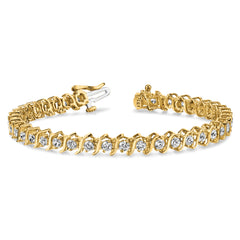 14k Complete 2 carat Round AA Diamond 2-prong S-link 7 inch Tennis Bracelet