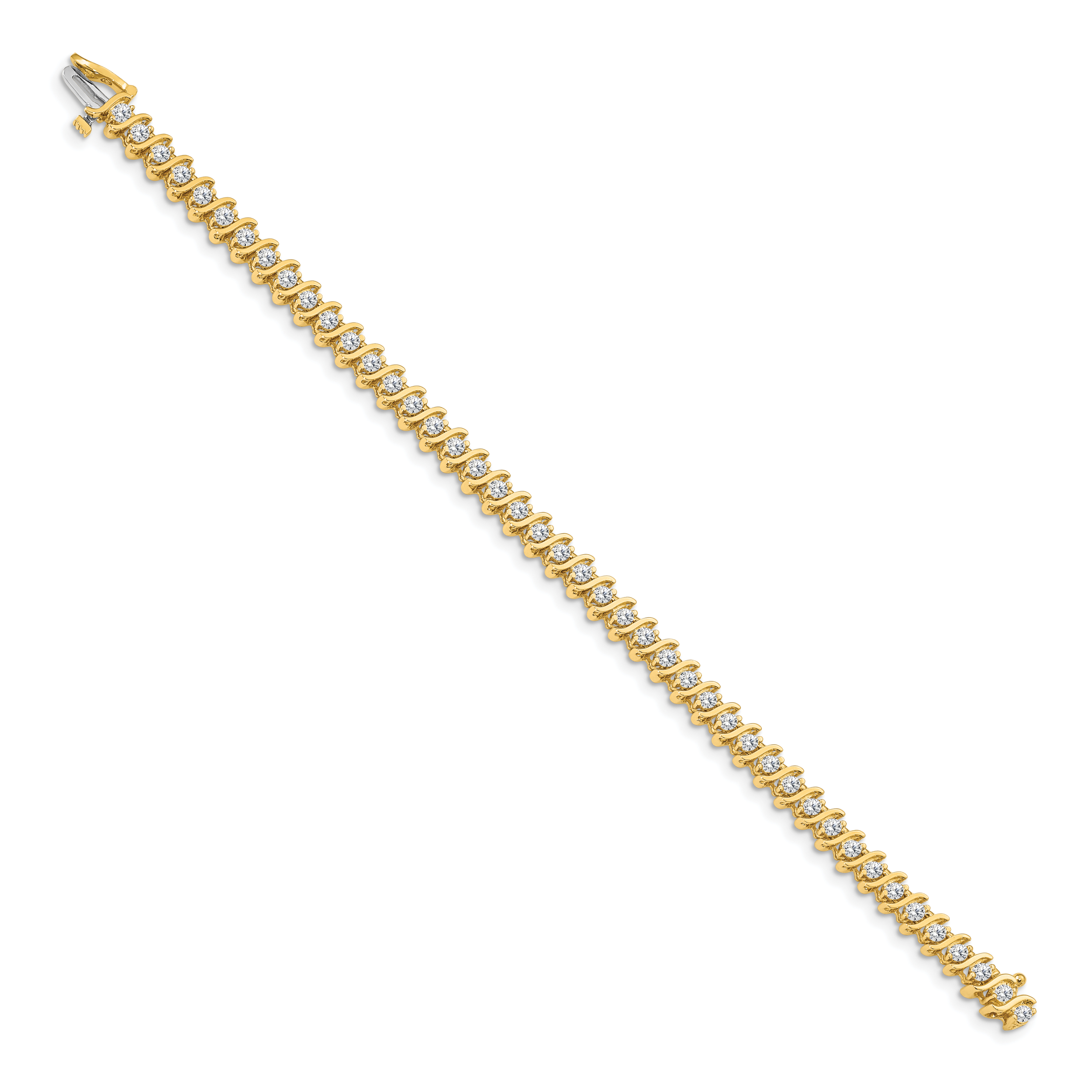 14k Holds 3.08 carat 44-2.6mm Round Diamond 2-prong S-link 7 inch Tennis Bracelet Mounting (No Stone Included) Secondary image