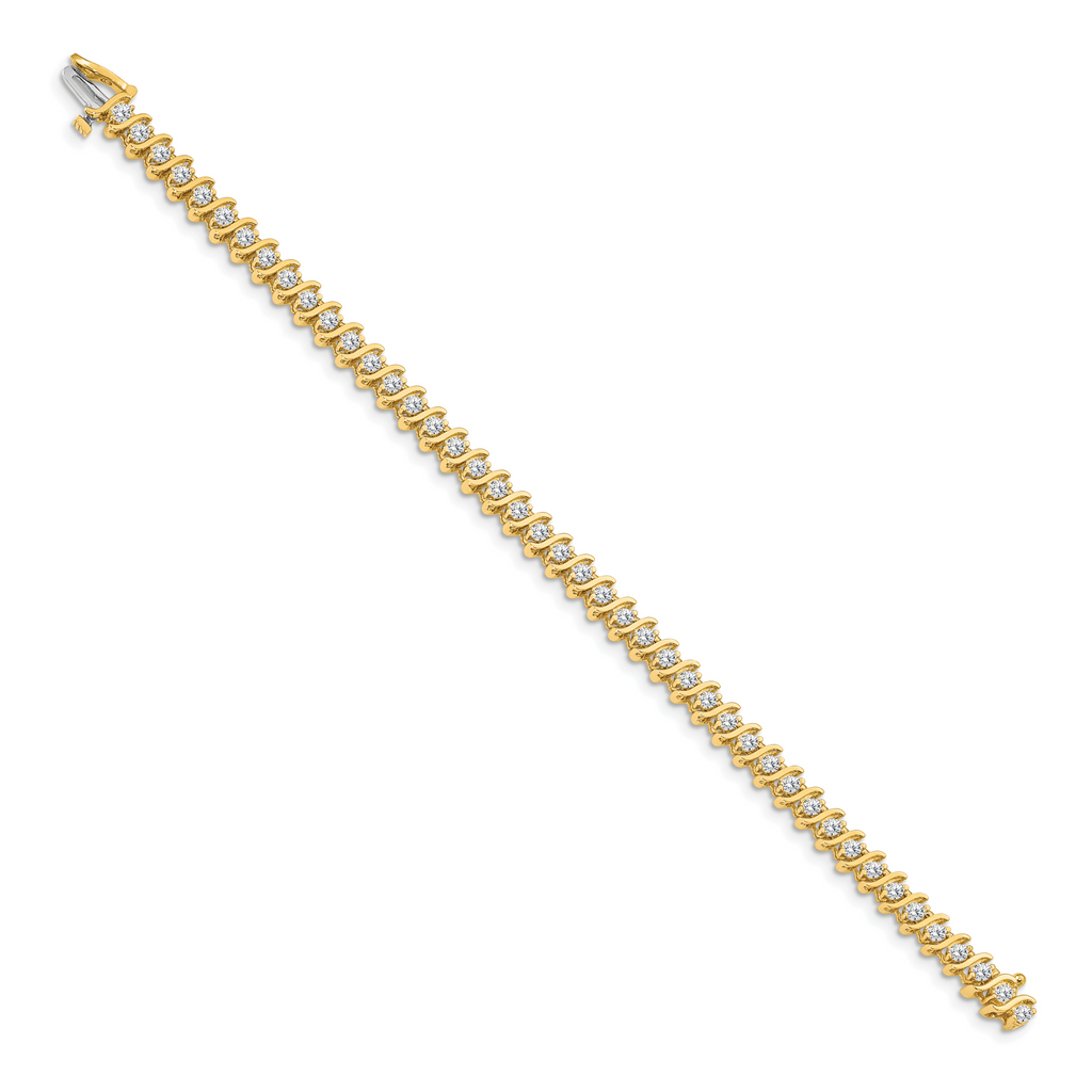 14k Holds 3.08 carat 44-2.6mm Round Diamond 2-prong S-link 7 inch Tennis Bracelet Mounting (No Stone Included)