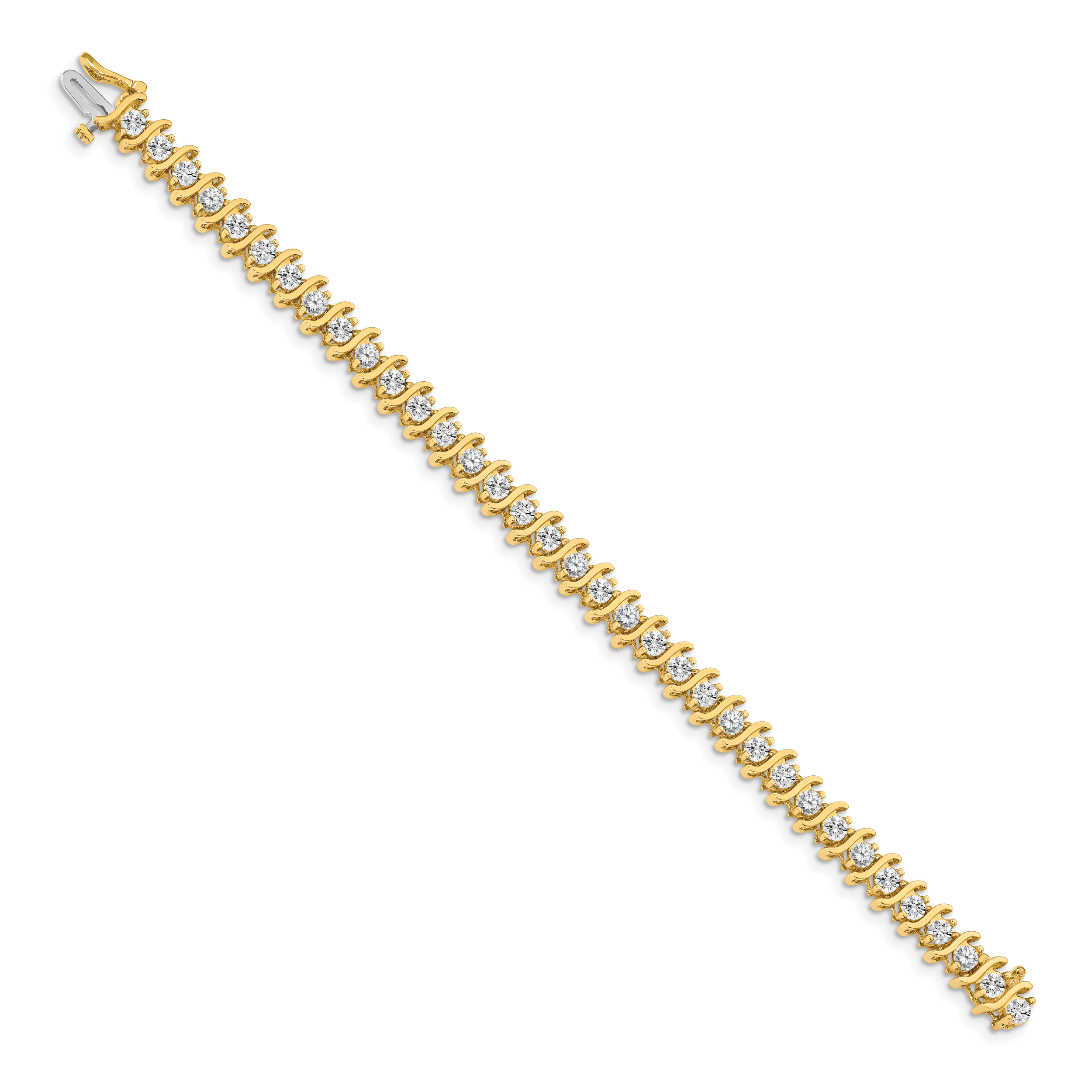 14k Holds 5.95 carat 35-3.5mm Round Diamond 2-prong S-link 7 inch Tennis Bracelet Mounting (No Stone Included) Secondary image