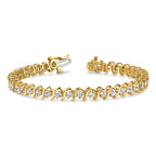 14k Holds 5.95 carat 35-3.5mm Round Diamond 2-prong S-link 7 inch Tennis Bracelet Mounting (No Stone Included)