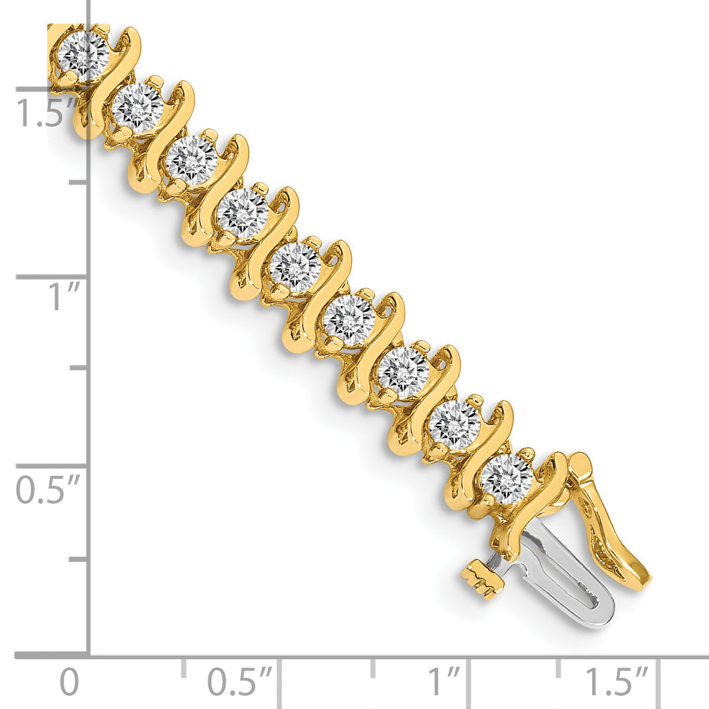 14k Holds 5.95 carat 35-3.5mm Round Diamond 2-prong S-link 7 inch Tennis Bracelet Mounting (No Stone Included)
