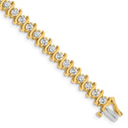 14k Holds 5.95 carat 35-3.5mm Round Diamond 2-prong S-link 7 inch Tennis Bracelet Mounting (No Stone Included)