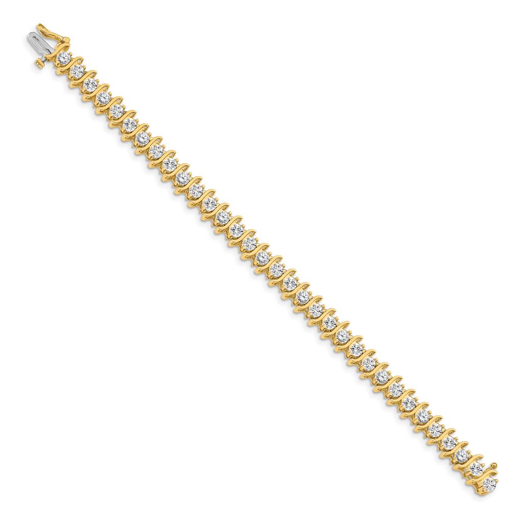 14k Holds 7.19 carat 33-3.8mm Round Diamond 2-prong S-link 7 inch Tennis Bracelet Mounting (No Stone Included)