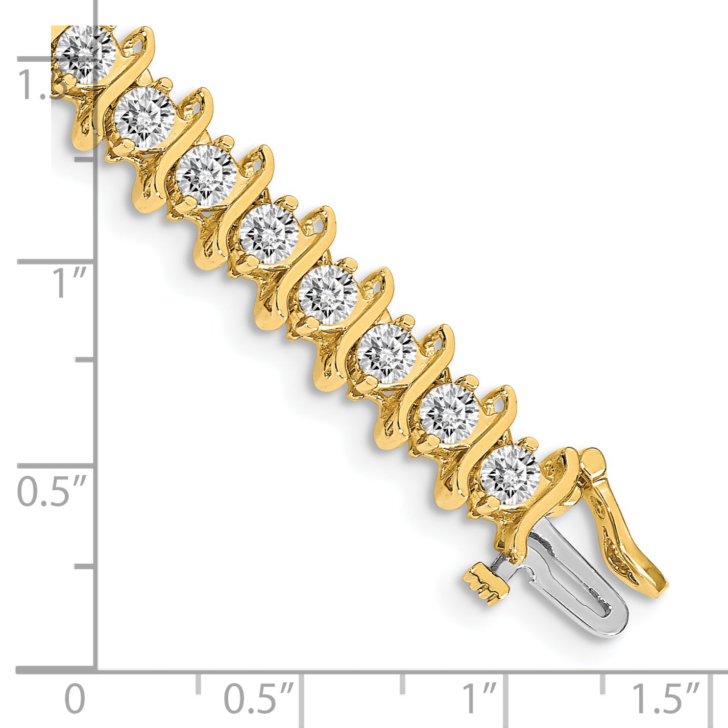 14k Holds 7.19 carat 33-3.8mm Round Diamond 2-prong S-link 7 inch Tennis Bracelet Mounting (No Stone Included)