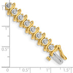 14k Holds 7.19 carat 33-3.8mm Round Diamond 2-prong S-link 7 inch Tennis Bracelet Mounting (No Stone Included)