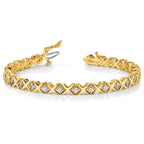 14k Holds 2 carat 29-2.6mm Round Diamond 4-prong X-design 7 inch Tennis Bracelet Mounting (No Stone Included)