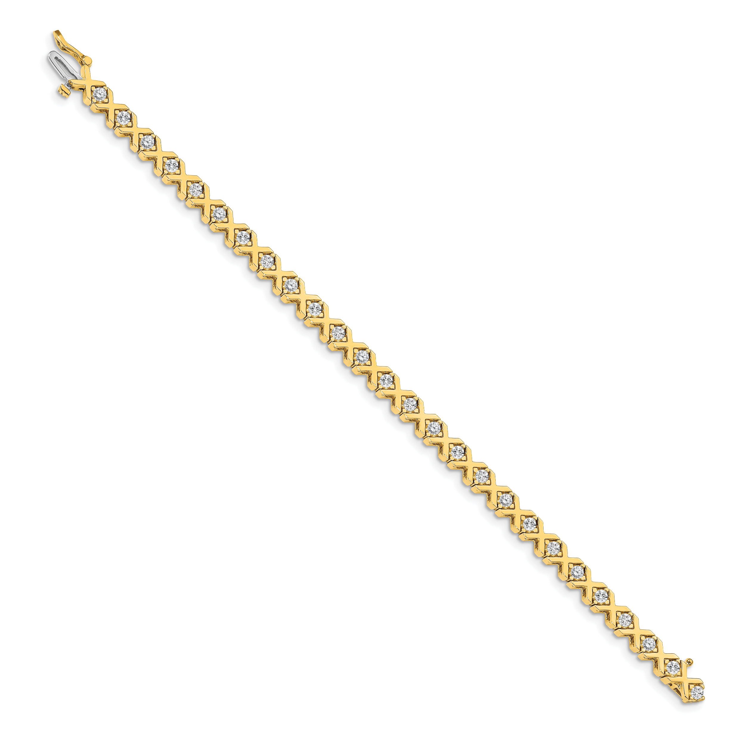 14k Holds 2.4 carat 26-2.9mm Round Diamond 4-prong X-design 7 inch Tennis Bracelet Mounting (No Stone Included) Secondary image