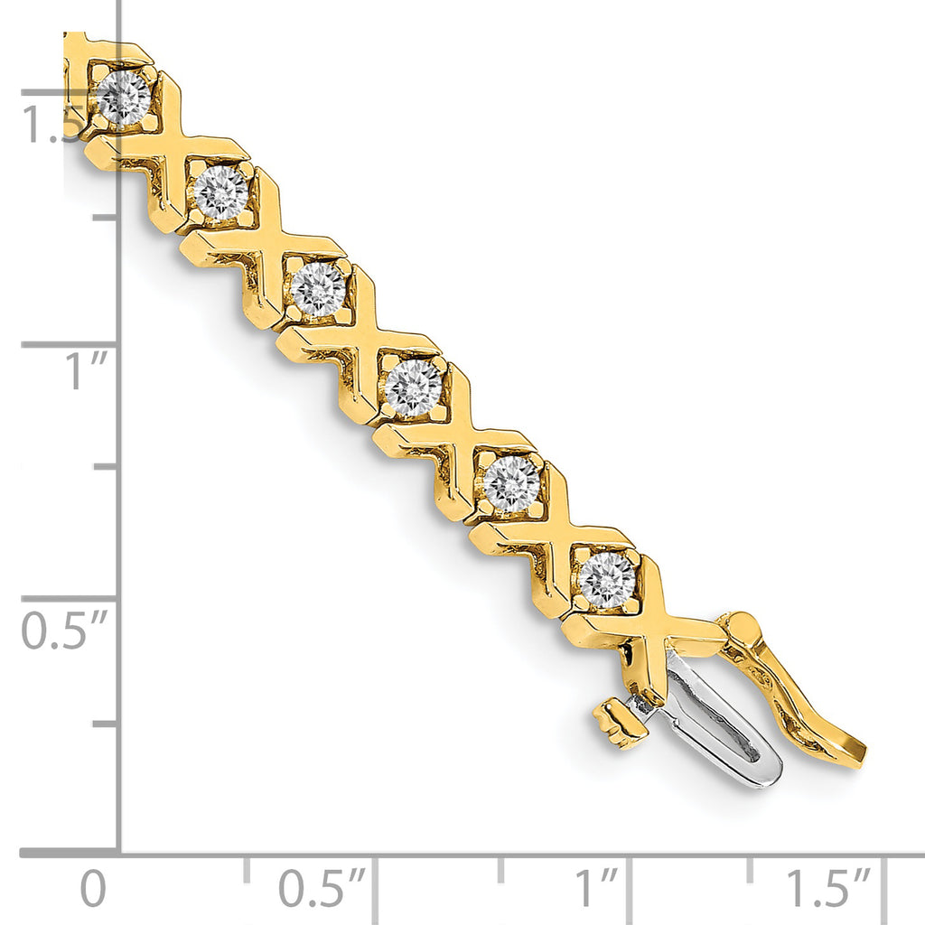 14k Holds 2.4 carat 26-2.9mm Round Diamond 4-prong X-design 7 inch Tennis Bracelet Mounting (No Stone Included)