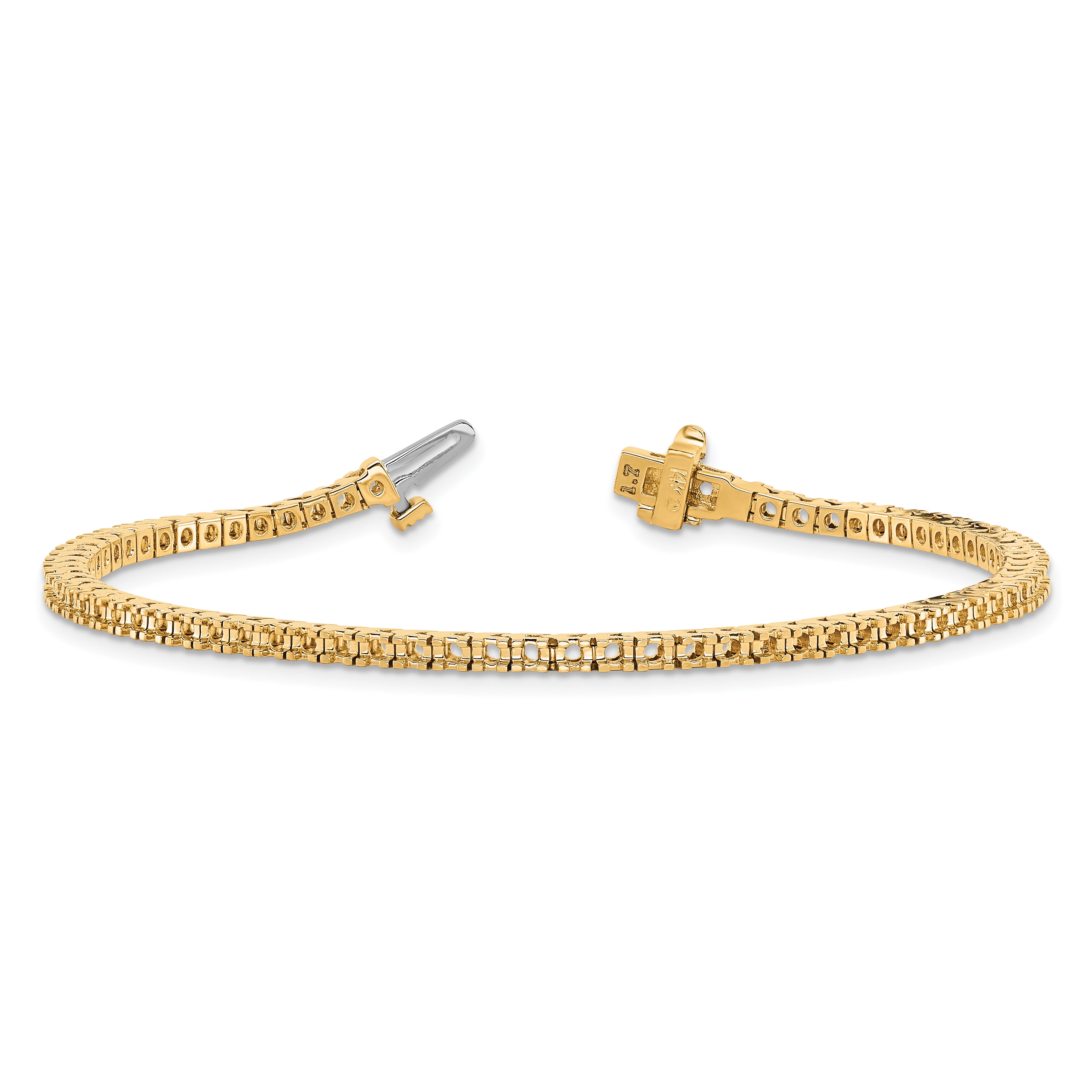 14k Holds 1.25 carat 74-1.6mm Round Diamond 4-prong 7 inch Tennis Bracelet Mounting (No Stone Included)